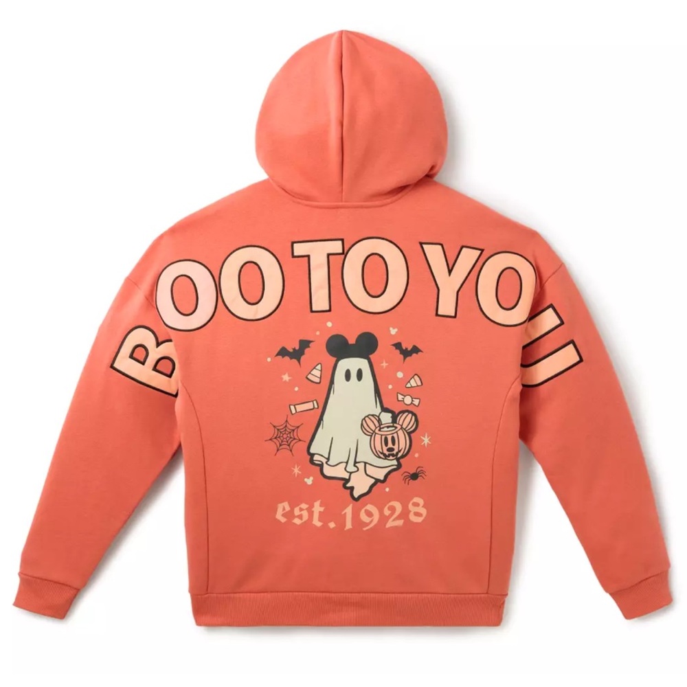 NWT Disney Exclusive Boo To You Mickey Mouse Ghost Halloween Zip Up Hoodie Large
